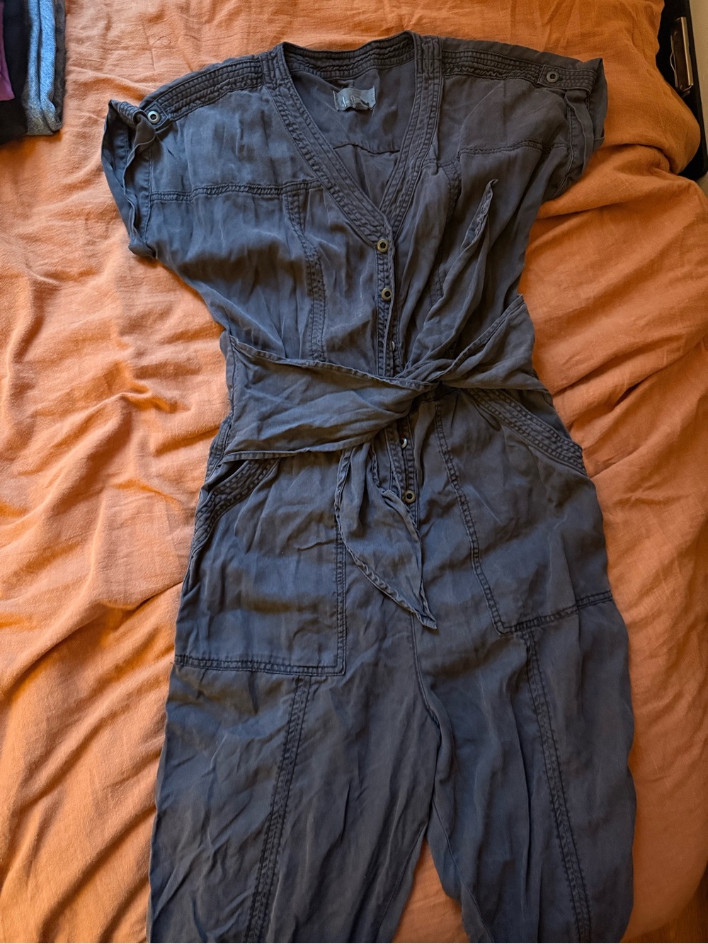 Anthropologie charcoal utilitarian jumpsuit